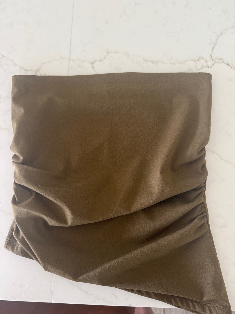 NWOT Asymmetrical Zara Olive Ruched Tube Top